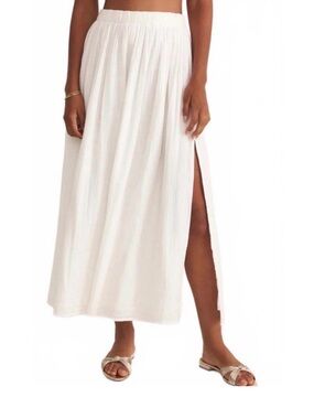 Z Supply White Reina Airy High-Slit Maxi Skirt